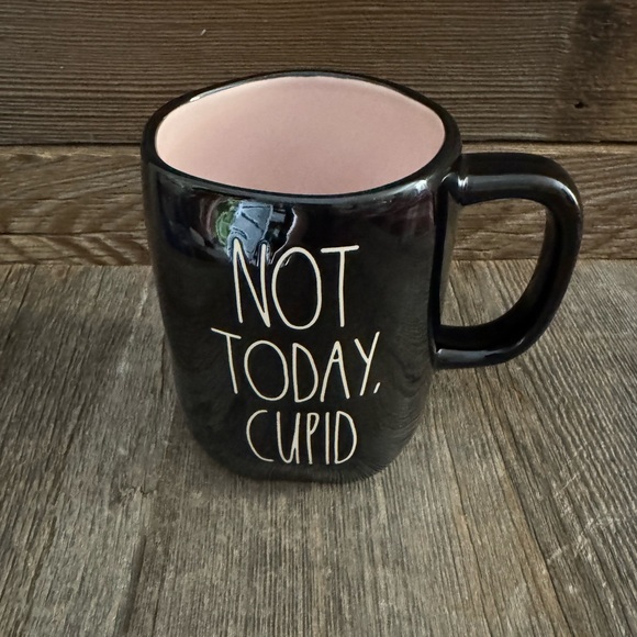 Anti-Valentine’s Day Rae Dunn Black Ceramic Mug - Not Today, Cupid - Picture 2 of 4